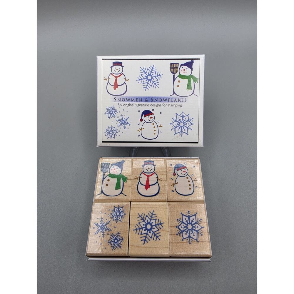 Snowmen & Snowflakes Rubber Stamps Hero Arts Ll782 Rubber Stamp Box Set Vintage